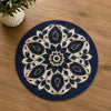 Navy Blue Floral Beaded Round Placemat Set of 2 / Lixra