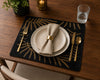 Black & Gold Leaf Table Runner With Placemate / Lixra