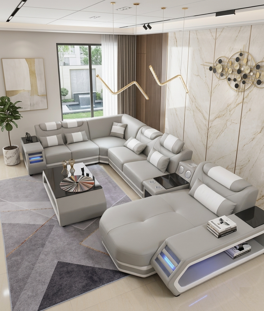 Ingenious Contemporary Leather U-Shaped Sectional Sofa / Lixra