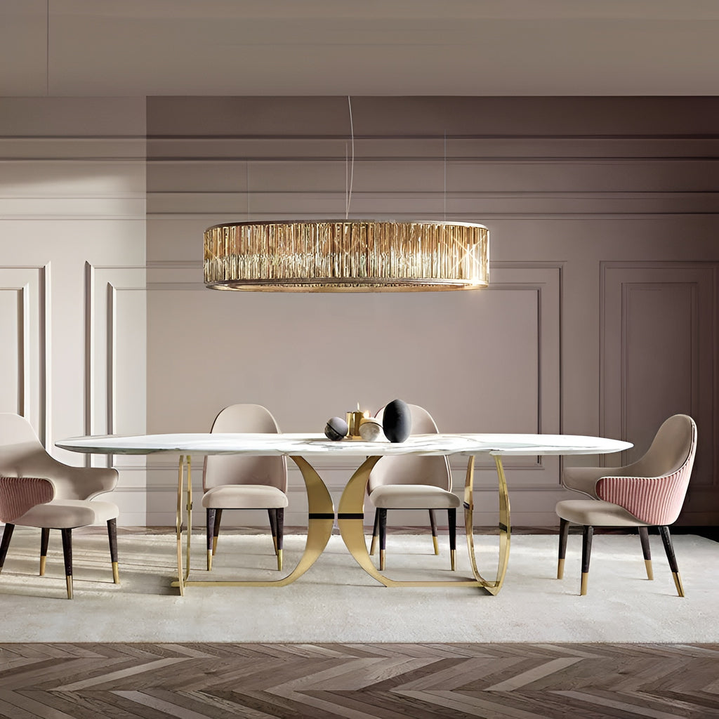 Exclusive Design Marble-Top Dining Table Set / Lixra