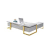 Modern Design L-Shaped Office Computer Desk In White & Gold Finish / Lixra