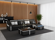 L-Shaped Multipurpose LED Leather Sectional Sofa / Lixra