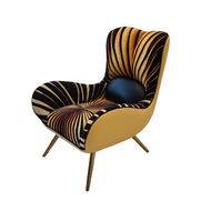 Zebra Patterned Fabric Upholstery Accent Chair / Lixra