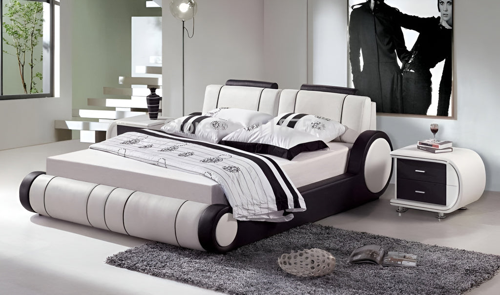 Exclusive Designed Stylish White Leather Bed