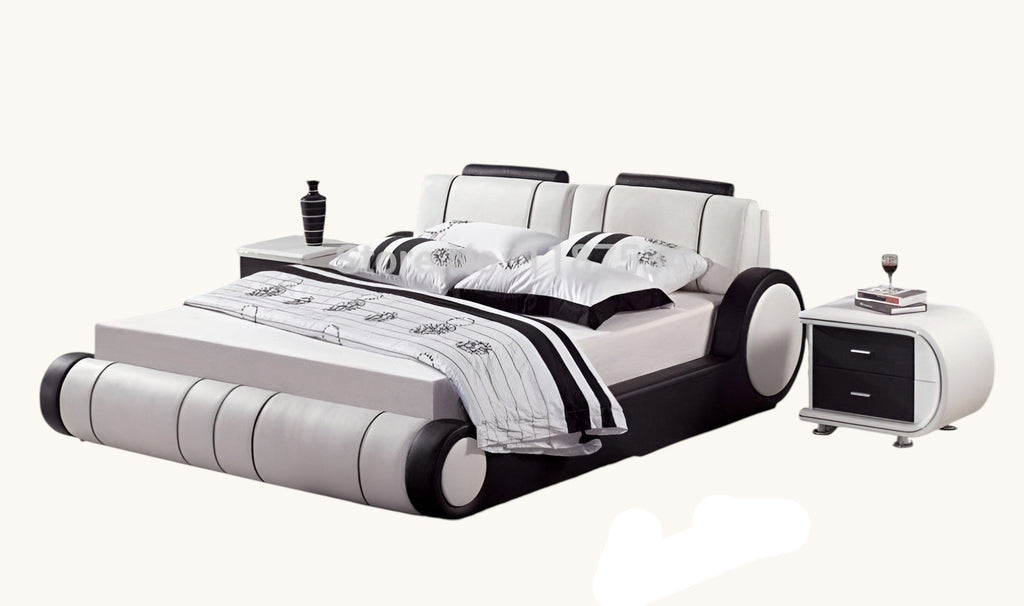 Exclusive Designed Stylish White Leather Bed