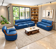 Leather Upholstered Indoor Wooden Sofa Set / Lixra
