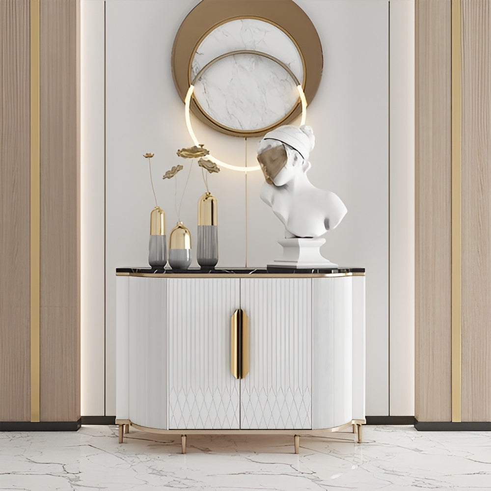 Wooden Door Buffet Table with Marble Top / Lixra