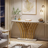 Long Accent Table With Golden Geometric Design / Lixra