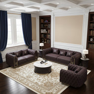 Luxurious Button Tufted Leather Sofa Set / Lixra