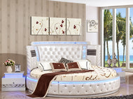 Luxurious Cozy LED Round Leather Bed / Lixra