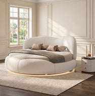 Luxurious Leather LED Modern Round Bed / Lixra