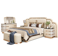 Luxurious Modern Leather Bed With Gold Accents / Lixra