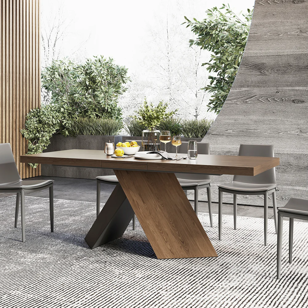 Rectangular Extendable Design Wooden Dining Table Set For 6 / Lixra 