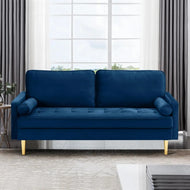 Mid-Century Convertible Tufted Fabric Sofa / lixra