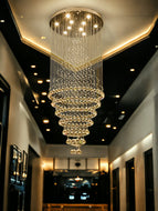 Long Circular Dazzling Crystal Chandelier / Lixra