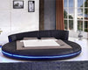 Cozy Modern Leather Round Bed with LED / Lixra
