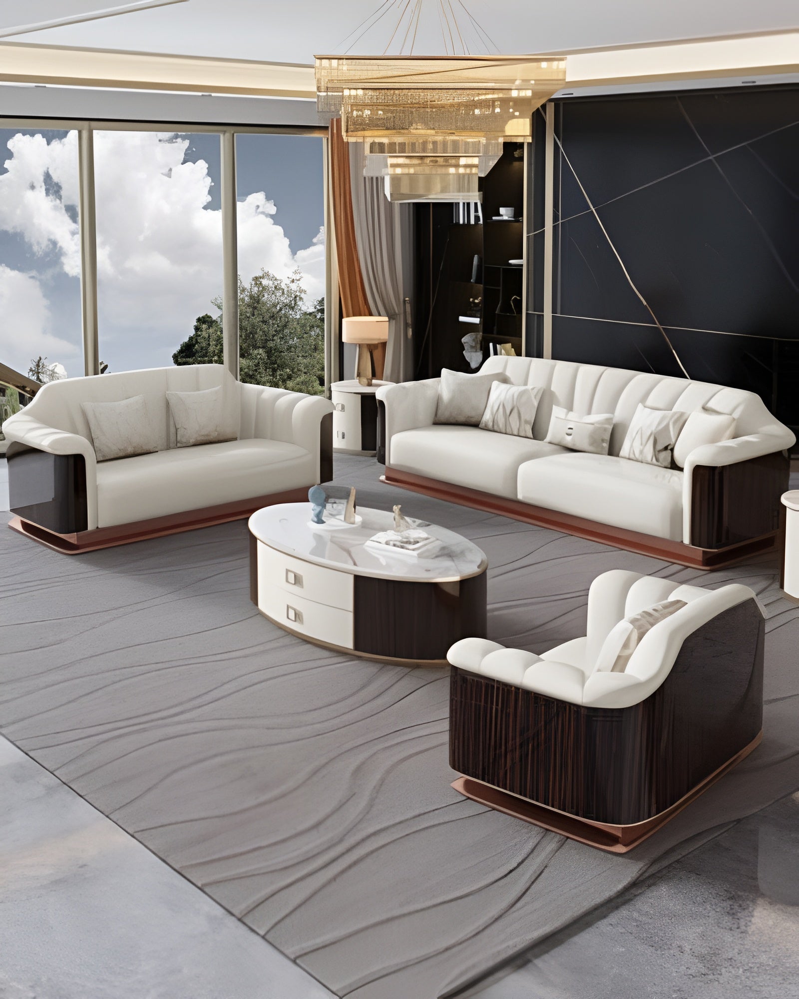 Modern 3-Pcs Leather Sofa Set for Elegant Interiors - Default Title ...