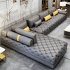 Modern Enduring Button Tufted Leather Sectional Sofa