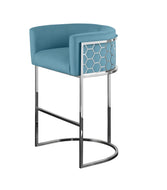 Set Of 4 Contemporary Metal Frame Velvet Bar Stool / Lixra