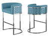 Set Of 3 Modern Velvet Fabric Bar Stools / Lixra