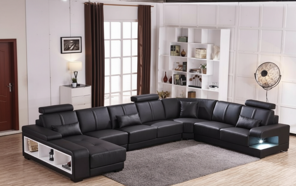 Modern Artistic Style Cozy Leather Sectional Sofa Set / Lixra