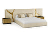 Modern Designer Fabric Bed with Gold Accents / Lixra