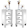 Modern Elementary Silver Mirrored Glass Nightstands / Lixra
