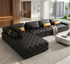 Modern Enduring Button Tufted Leather Sectional Sofa / Lixra