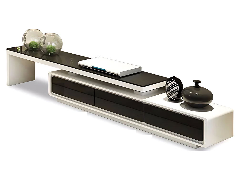 Modern Extensible TV Stand with Glass Tabletop / Lixra