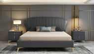 Modern Interior Channel Tufted Leather Bed / Lixra