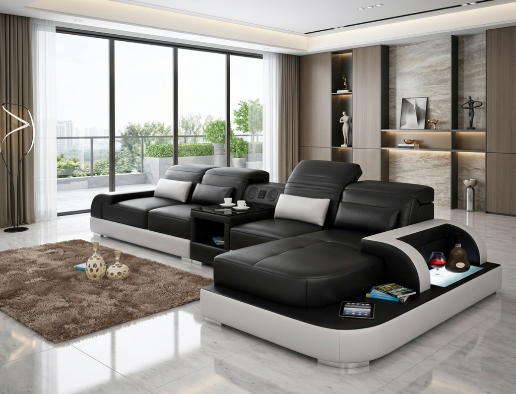 Modern Lavish Comfy Leather Enchanting Sectional Sofa / Lixra