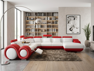 Modern Leather Sectional Sofa with Recliner / Lixra
