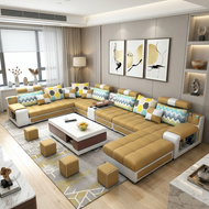 Modern Leather Sectional Wooden Sofa Set / Lixra