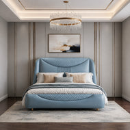 Modern Luxurious Leather Bed With Headboard / Lixra