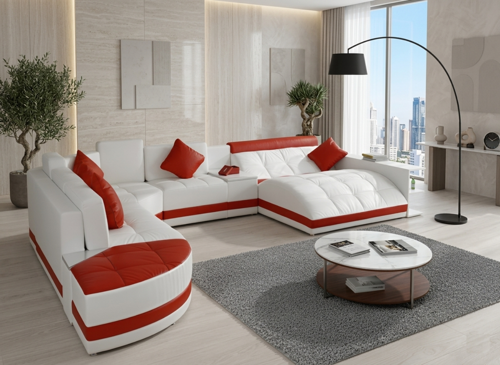 Modern Luxurious Leather Sectional Sofa Set / Lixra