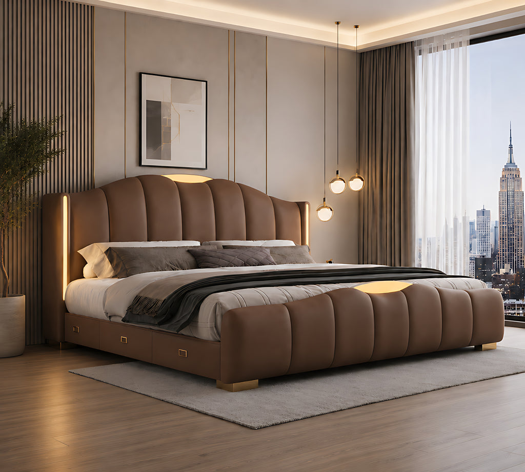 Modern Luxury Bed With Leather Upholstery / Lixra