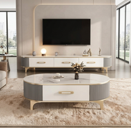 Modern Marble Top Coffee table and TV Stand Set / Lixra