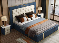 Modern Rectangular Leather Panel Bed / Lixra