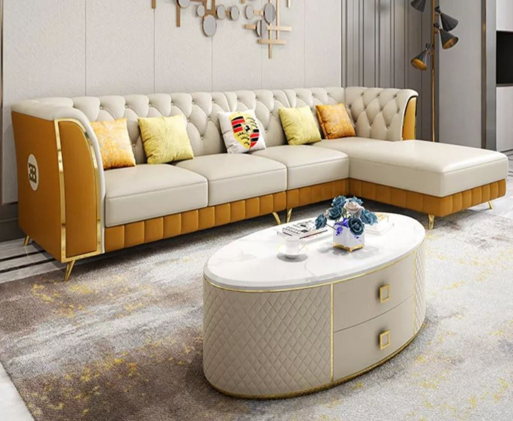 Modern Stunning & Commodious Leather Sectional Sofa / Lixra