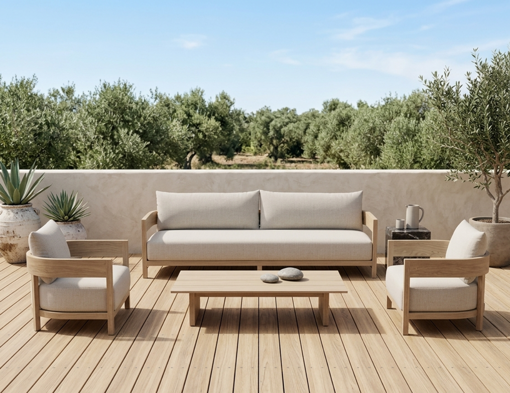 Modern Wooden Fabric Upholstered Outdoor Sofa Set / Lixra