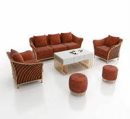 Modernized Metallic Accents Fabric Sofa Set / Lixra