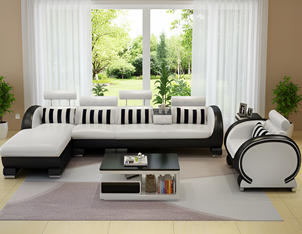 Modish And Endearing Leather Sectional Sofa / Lixra