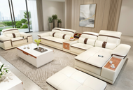 Modish Comfy Leather Palatial Sectional Sofa Set / Lixra