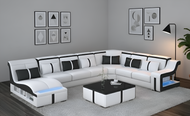 Multifunctional Leather Sectional LED Sofa Set / Lixra