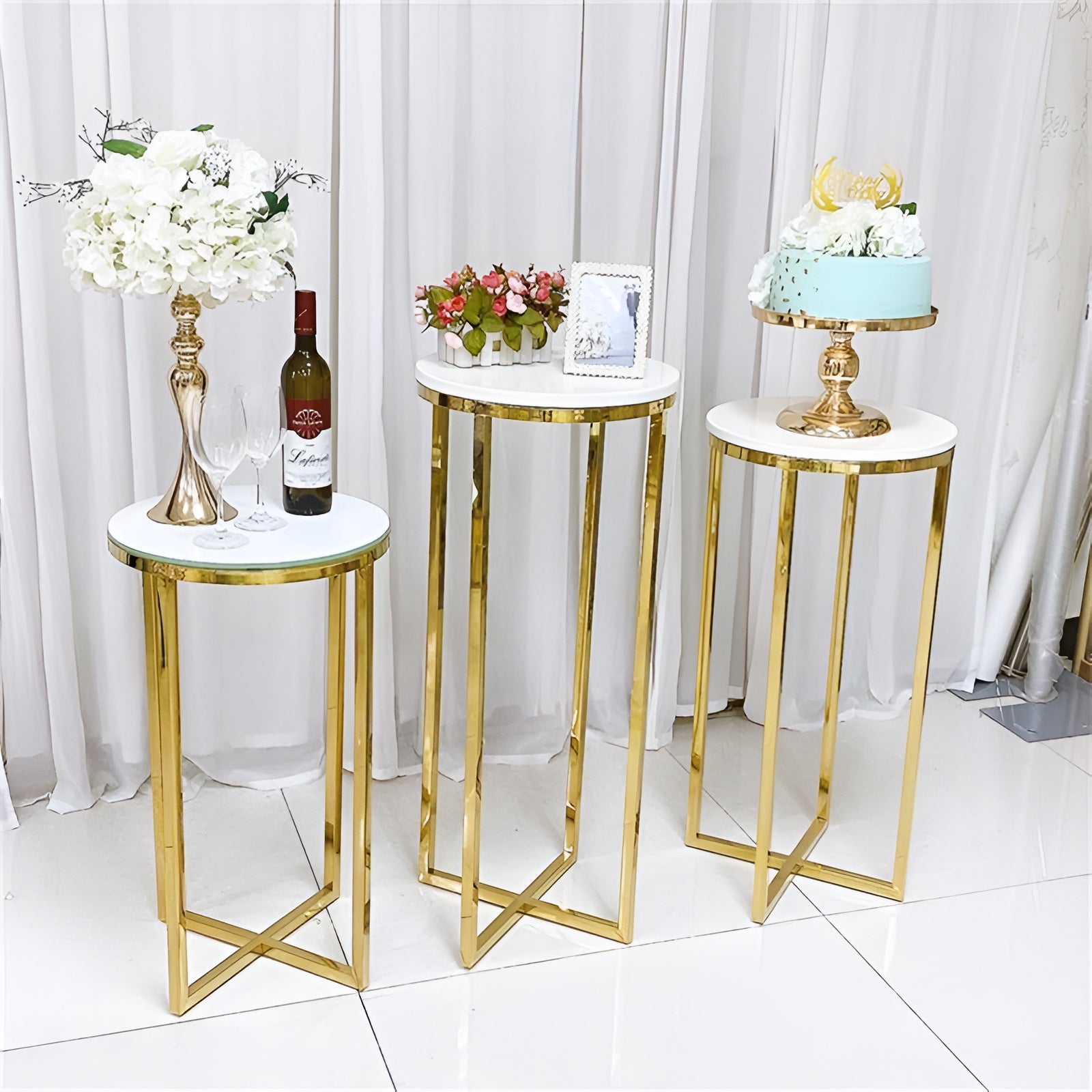 Metallic Stand Gold Finish Metallic Pedestal Stand - Lixra.com