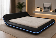 Elementary Design Leather Bed With LED Lights / Lixra