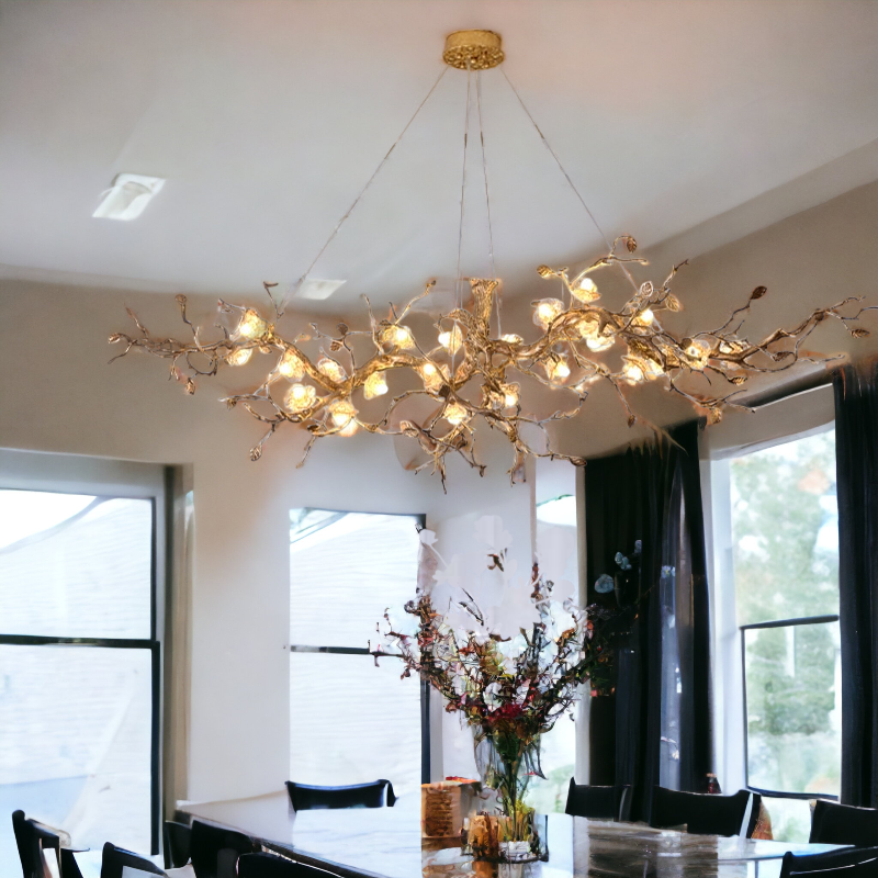 Exquisite And Unique Tree-Branched Copper Chandelier