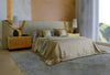 Modern Designer Fabric Bed with Gold Accents / Lixra