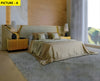 Modern Designer Fabric Bed with Gold Accents / Lixra