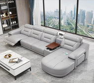 Power Leather Recliner Sectional Sofa / Lixra